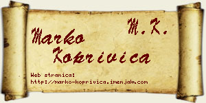 Marko Koprivica vizit kartica